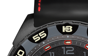 fragment tarczy zegarka t traser P49 Red Alert T100 na czarnym gumowym pasku
