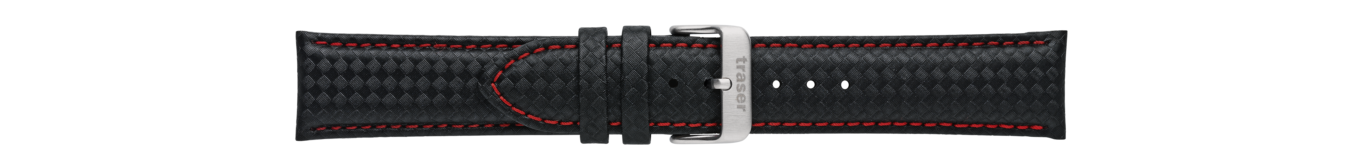 105717 traser® 22mm Leather Strap Kevlar Black/Red